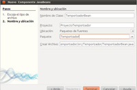 Nuevo componente JavaBeans. Captura de pantalla de la funcionalidad Creación de nuevo componente JavaBeans en NetBeans.