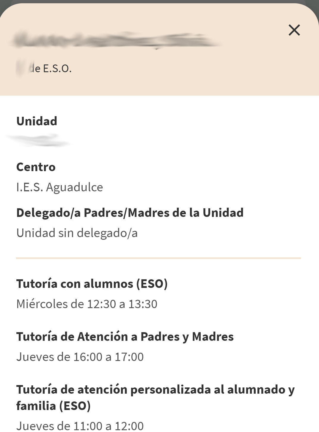 Se muestran los datos de un tutor o tutora y las  tutorías de un alumno o alumna