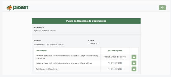 Punto de recogida de información - Documentos para descargar